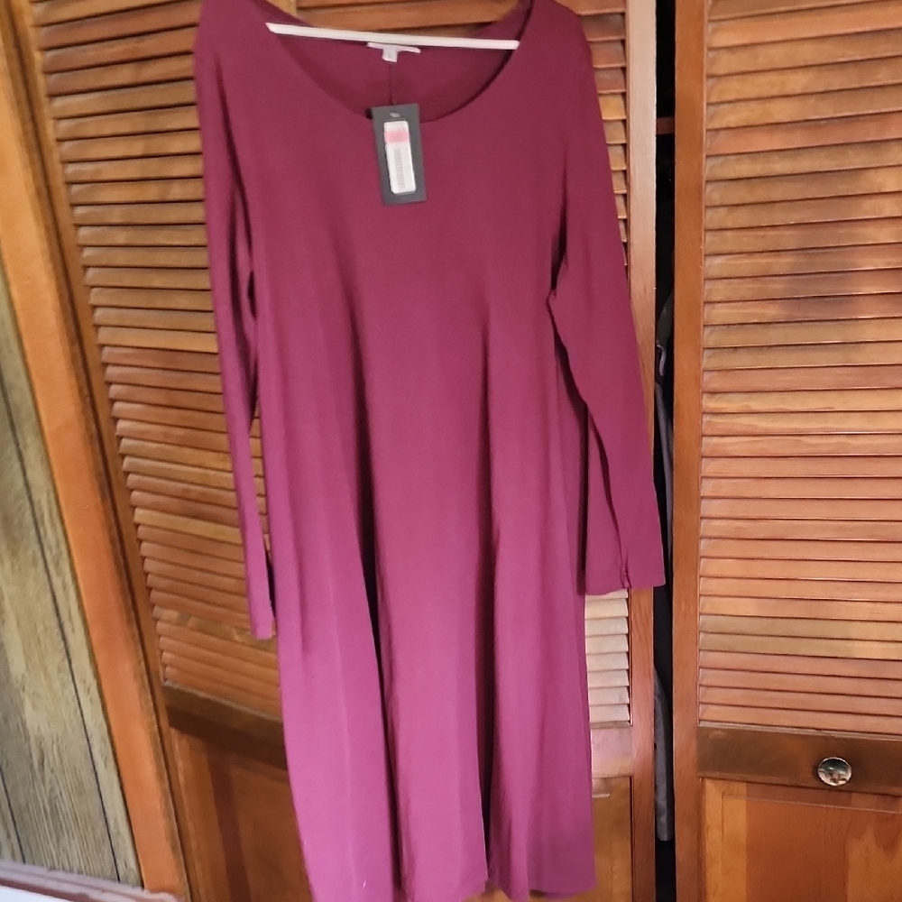 Bryn Walker Wine/Burgundy Sheath Long Sleeve Dress
